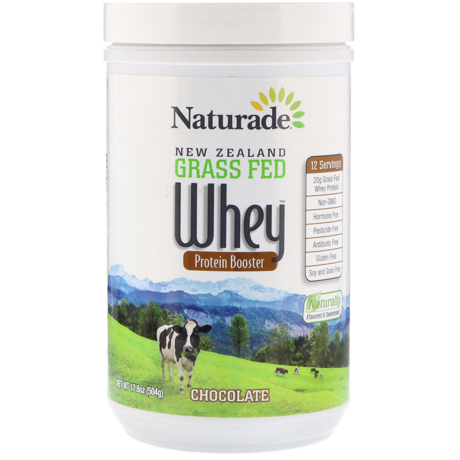 Naturade, New Zealand Grass Fed Whey Protein Booster, Chocolate, 17.8