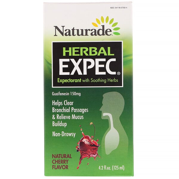Naturade, EXPEC с экстрактами трав, отхаркивающее средство на травах, натуральный вишневый вкус, 125 мл (4,2 жидк. унции)