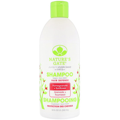 Nature's Gate Shampoo, Hair Defense, Pomegranate + Sunflower, 18 fl oz (532 ml)