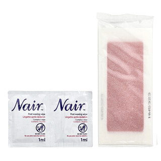 Nair, Tiras Wax Ready, Para piernas y cuerpo, Extractos de orquídeas y flores de cerezo, 40 tiras de cera más 6 toallitas húmedas para posparto