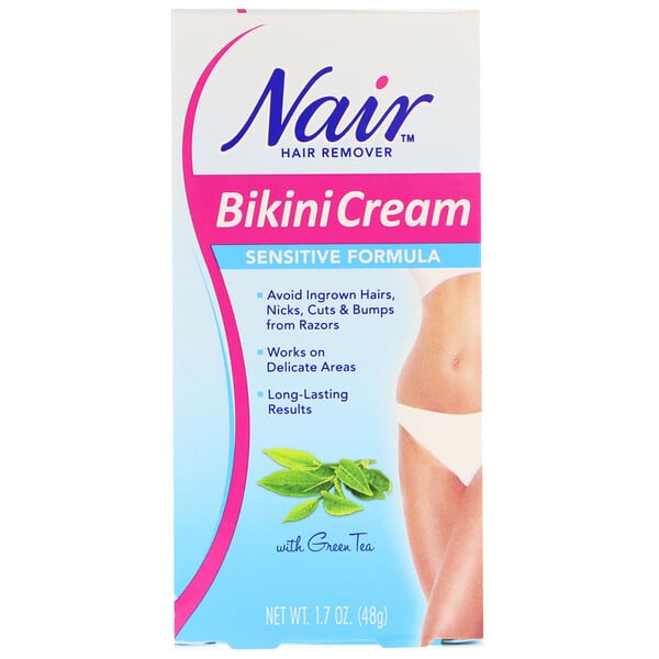 Nair, Removedor de cabellos, crema para bikini, fórmula sensible, con té verde, 1.7 oz (48 g)