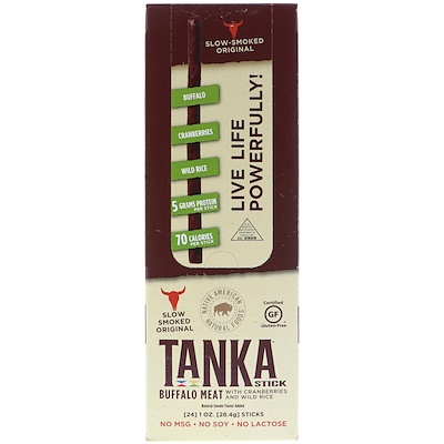 Tanka Stick, Buffalo Meat with Cranberries and Wild Rice, 24 Sticks, 1 oz (28.4 g) Each
