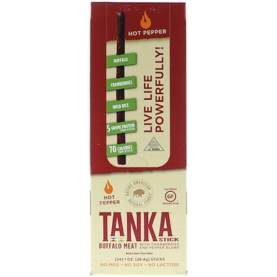 Tanka Stick, Buffalo Meat with Cranberries and Pepper Blend , 24 Sticks, 1 oz (28.4 g) Each