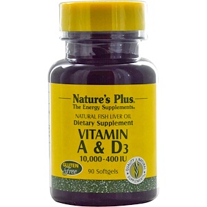 Отзывы о Натурес Плюс, Vitamin A & D3, 10,000-400 IU, 90 Softgels