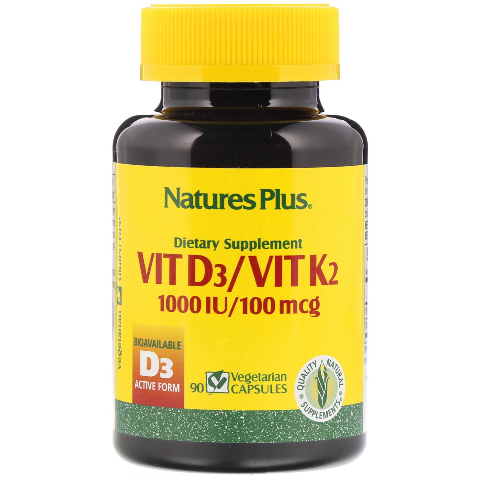 Natures Plus Vit D3vit K2 1000 Iu100 Mcg 90 Vegetarian