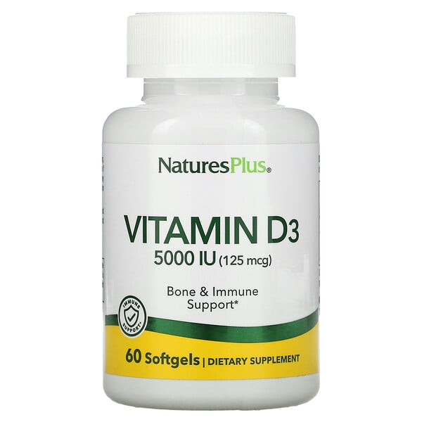 витамин D3, 125 мкг (5000 МЕ), 60 мягких таблеток