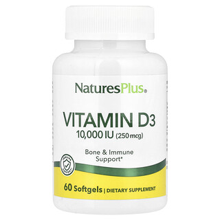 NaturesPlus, Vitamina D3, 10.000 UI (250 mcg), 60 capsule moi