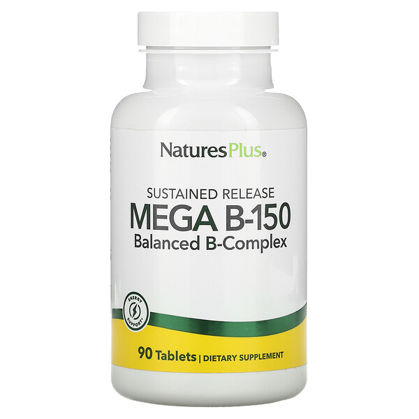 Nature's Plus, Mega B-150, сбалансированный комплекс витаминов B, 90 таблеток