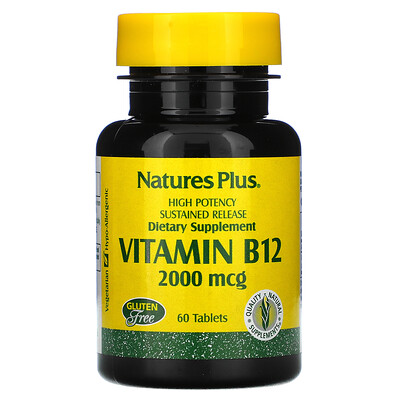 Nature's Plus Витамин B-12, 2000 мкг, 60 таблеток