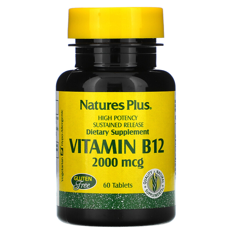 Nature's Plus, Vitamin B12, 2000 mcg, 60 Tablets iHerb