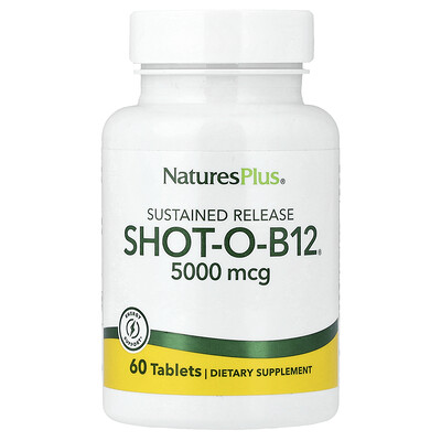 NaturesPlus, Shot-O-B12®, Liberación Prolongada, 5.000 mcg, 60 Tabletas