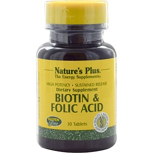 Nature's Plus, Биотин и фолиевая кислота, 30 таблеток