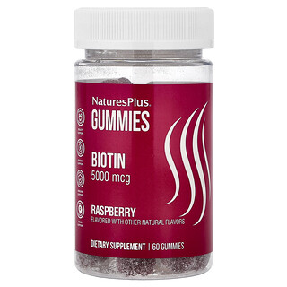 NaturesPlus, Gommes à la biotine, Framboise, 5000 µg, 60 gommes