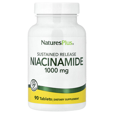 NaturesPlus, Niacinamida, Liberación prolongada, 1000 mg, 90 comprimidos
