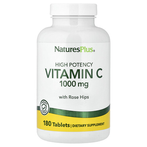 NaturesPlus, Vitamin C With Rose Hips, Vitamin C mit Hagebutte, hohe Wirksamkeit, 180 Tabletten