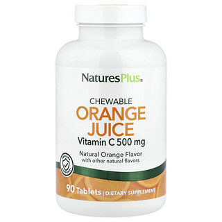 NaturesPlus, Jus Jeruk Kunyah, Vitamin C, Jeruk Alami, 90 Tablet