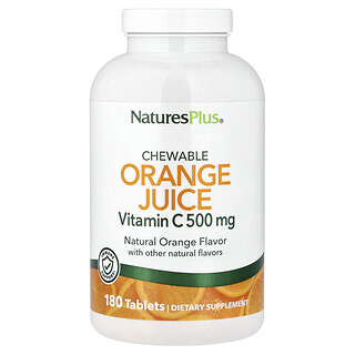 NaturesPlus, Tyggelig appelsinjuice, C-vitamin, naturlig appelsin, 180 tabletter