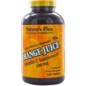 Nature's Plus, Витамин С из апельсинового сока, 500 мг, 180 таблеток