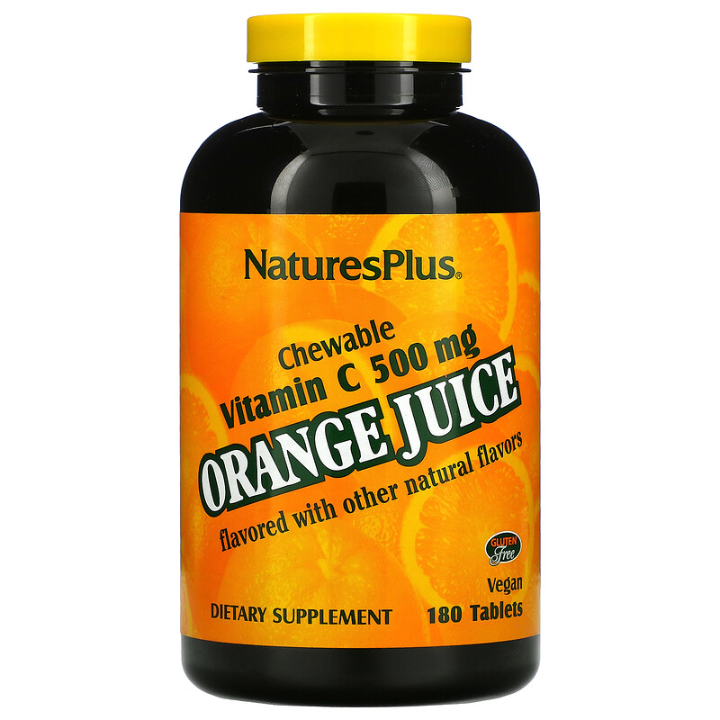 Nature's Plus, Orange Juice, Chewable Vitamin C, 500 mg, 180 Tablets iHerb