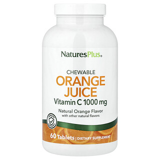 NaturesPlus, Jus d’orange à croquer, Vitamine C, Orange naturelle, 60 comprimés
