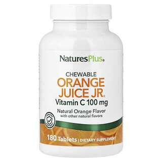 NaturesPlus, Zumo de naranja masticable Jr®, Vitamina C, Naranja natural, 180 comprimidos