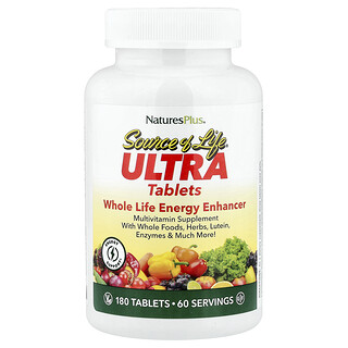 NaturesPlus‏, ®Source Of Life, מגביר אנרגיה Ultra Whole Life,‏ 180 טבליות