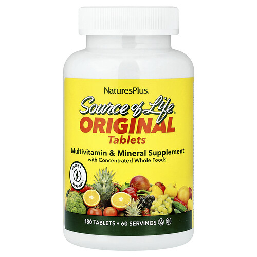 NaturesPlus, Source of Life®, Original Tablets, Multivitamin- und Mineralstoff-Ergänzungsmittel, 180 Tabletten