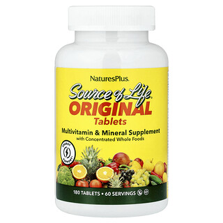 NaturesPlus, Source of Life®, Tablete originale, Supliment multivitaminic și mineral, 180 de tablete