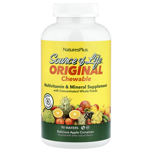 Naturesplus Source of Life®, Original Chewable Multivitamin & Mineral Supplement, Delicious Apple Cinnamon, 90 Wafers