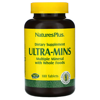 Nature's Plus, Ultra-Mins, vários minerais com alimentos integrais, 180 comprimidos