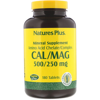 Nature's Plus, Минеральная добавка, кальций и магний, 500/250 мг, 180 таблеток