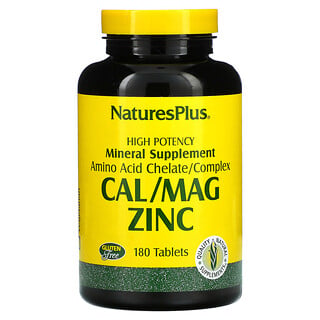 Nature's Plus, Suplemento de Minerales Calcio/Magnesio Zinc, 180 Tabletas