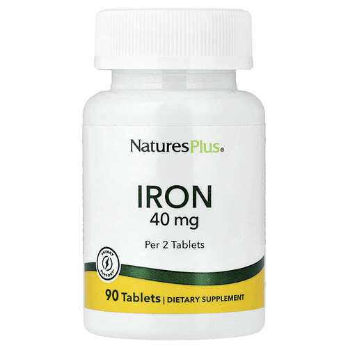 NaturesPlus, Iron, 40 mg, 90 Tabletten (20 mg pro Tablette)