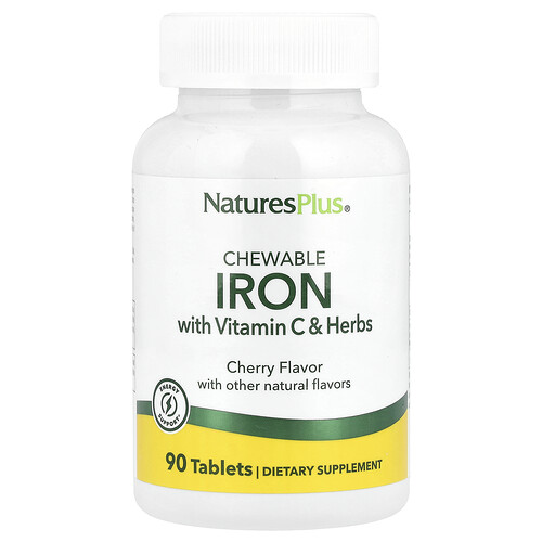 Naturesplus Chewable Iron with Vitamin C and Herbs, Cherry, 90 Tablets