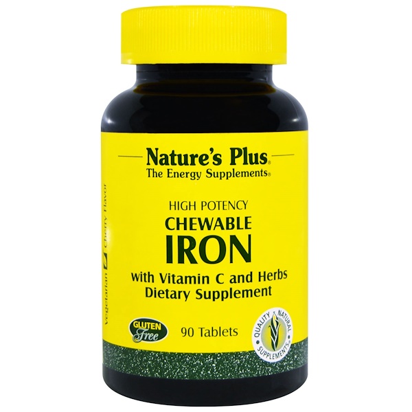 Nature's Plus, Chewable Iron, Cherry Flavor, 90 Tablets - iHerb.com