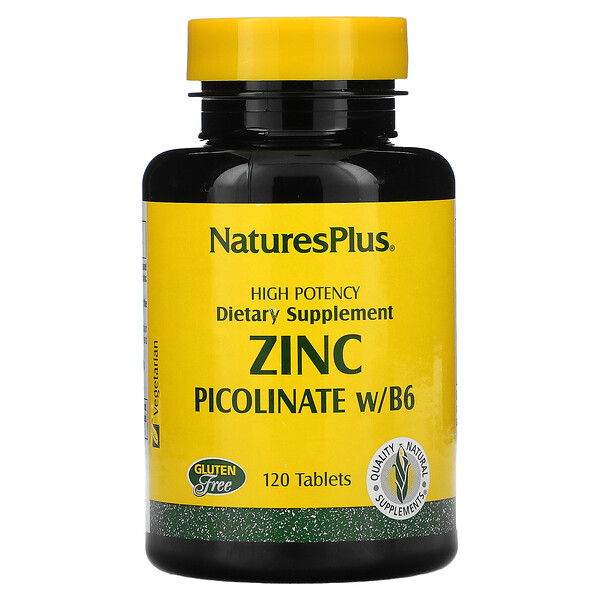 Nature's Plus, пиколинат цинка с витамином В6, 120 таблеток