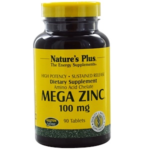 Nature's Plus, Мега цинк, 100 мг, 90 таблеток