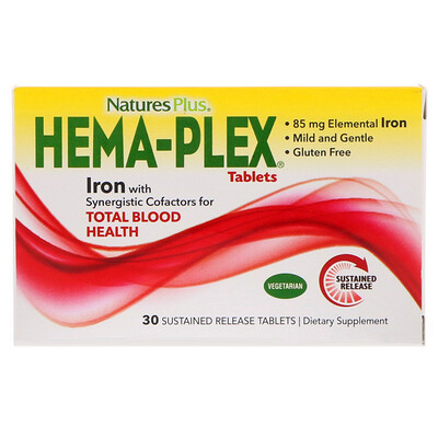 Nature's Plus Hema-Plex, 30 таблеток с длительным высвобождением