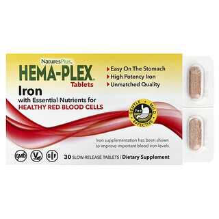 NaturesPlus, Hema-Plex® Iron, 30 Tabletten mit langsamer Freisetzung