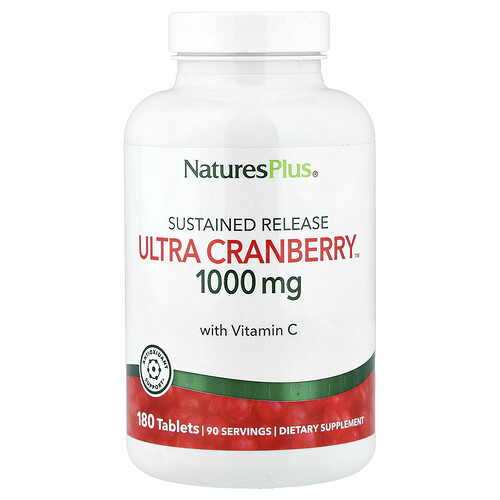 NaturesPlus, Sustained Release Ultra Cranberry, 1,000 mg, 180 Tablets