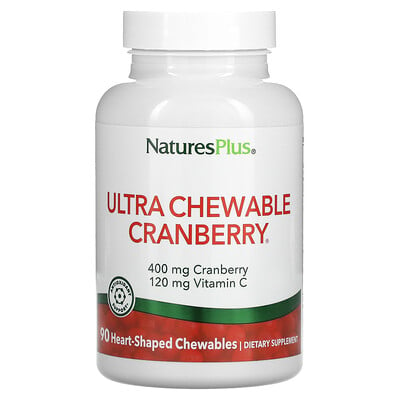 

NaturesPlus Ultra Chewable Cranberry с витамином C, клюква / клубника, 90 жевательных ягод