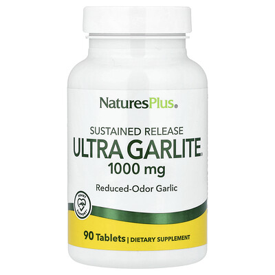 NaturesPlus, Ultra Garlite® de liberación prolongada, 1000 mg, 90 comprimidos