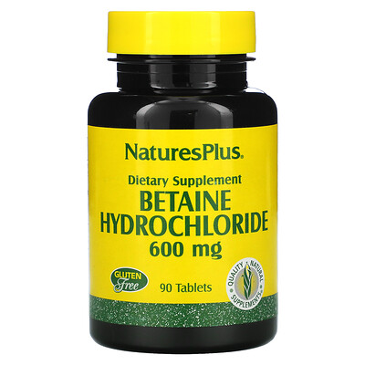 Nature's Plus Бетаин гидрохлорид (Betaine Hydrochloride), 600 мг, 90 таблеток
