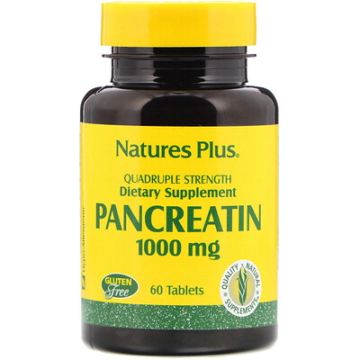 Nature's Plus Панкреатин, 1000 мг, 60 таблеток