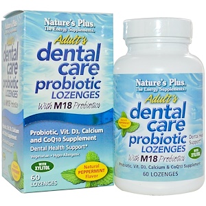 Nature's Plus, Пробиотик для здоровья зубов и полости рта для взрослых с М18 и натуральным мятным вкусом, 60 пастилок