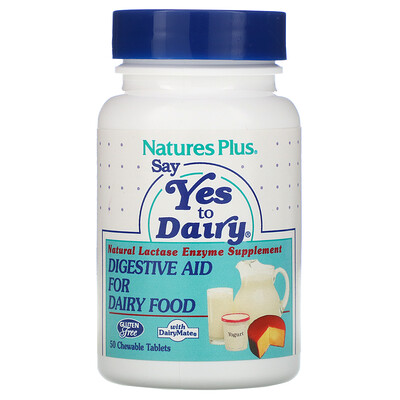 Nature's Plus Say Yes to Dairy, Digestive Aid For Dairy Food, 50 Chewable Tablets
