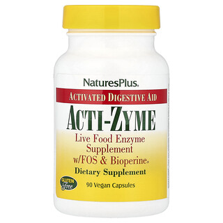 NaturesPlus, Acti-Zyme, Auxílio Digerido Ativado, 90 Cápsulas Veganas