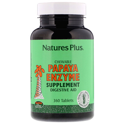 Nature's Plus Жевательная добавка с ферментами папайи, 360 таблеток