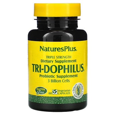 Nature's Plus Tri-Dophilus, Probiotic Supplement, Triple Strength, 3 Billion, 60 Vegetarian Capsules