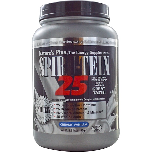 Nature's Plus, Spiru-Tein 25, High Protein Energy Meal, Creamy Vanilla, 2.5 lbs (1125 g) (Discontinued Item) 